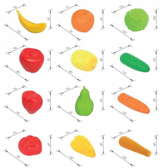 Набор "Фрукты, овощи" (12 предметов в сумке-корзинке)